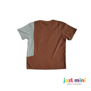 Kid's Colour Block Brown T-Shirt