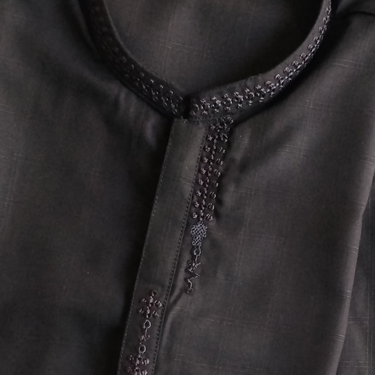 Kids Black Checked Embroidered Kurta Shalwar