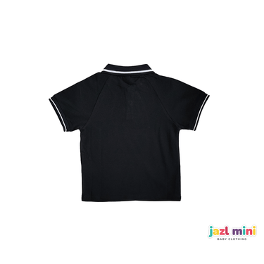 Kid's Black Graphic Polo T-Shirt