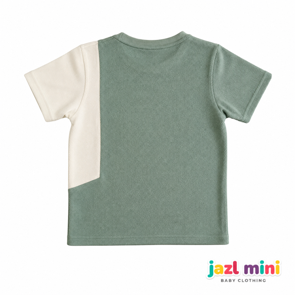 Kid's Colour Block Green T-Shirt
