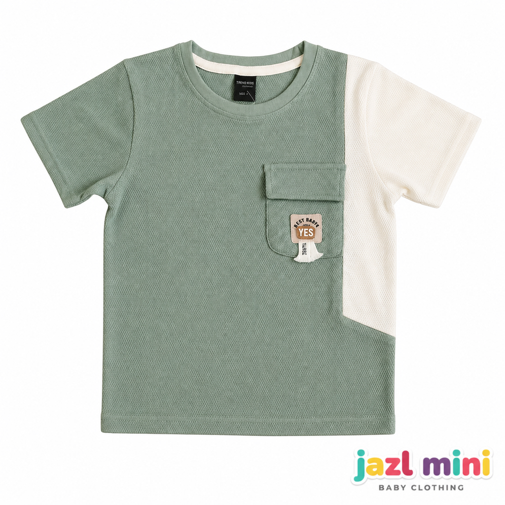 Kid's Colour Block Green T-Shirt