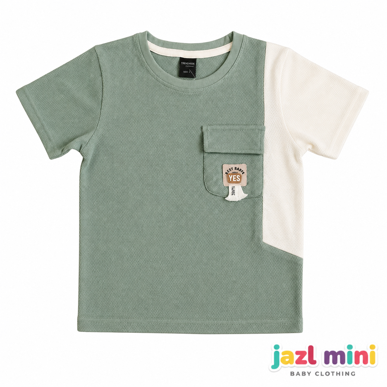 Kid's Colour Block Green T-Shirt