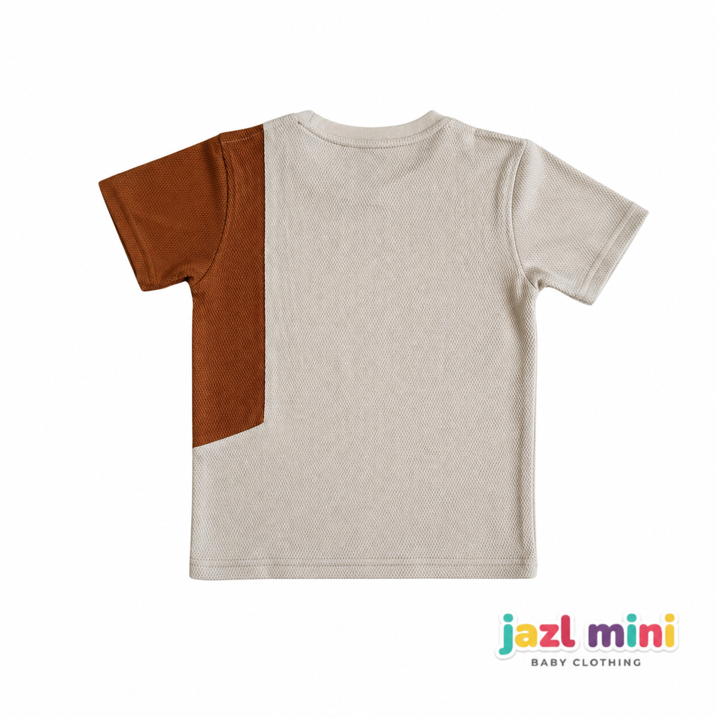 Kid's Colour Block Grey T-Shirt