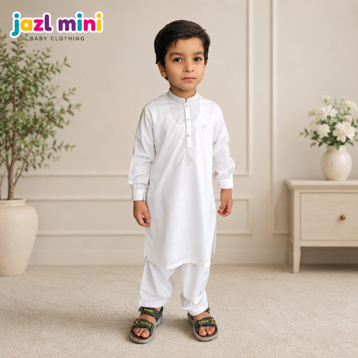 Kids White Qameez Shalwar